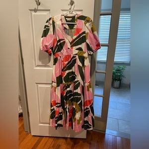 bright floral midi dress